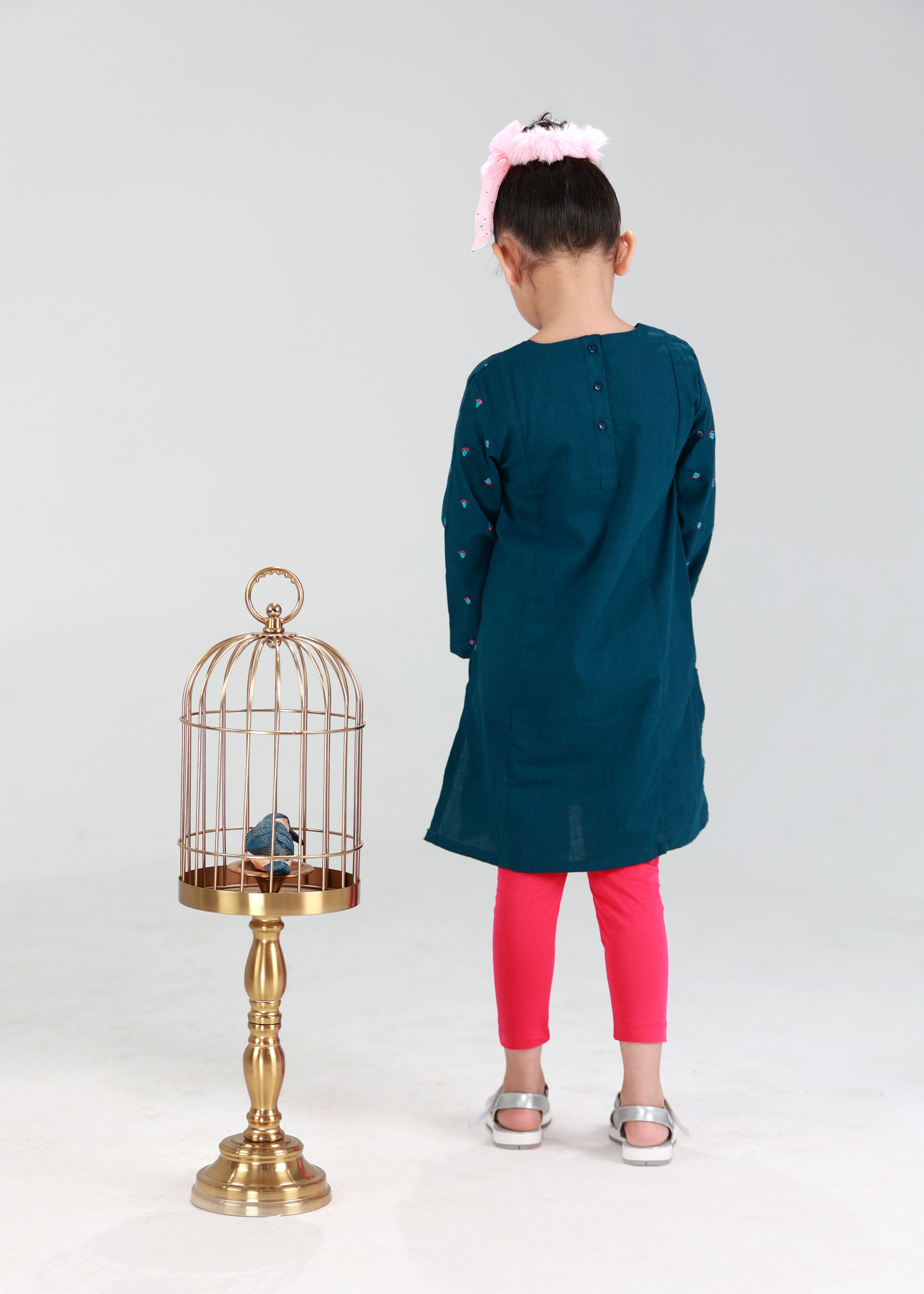 GIRL EMB KURTI (GREEN)