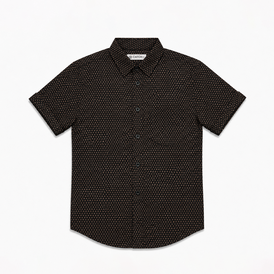Self Dotted Black Shirt