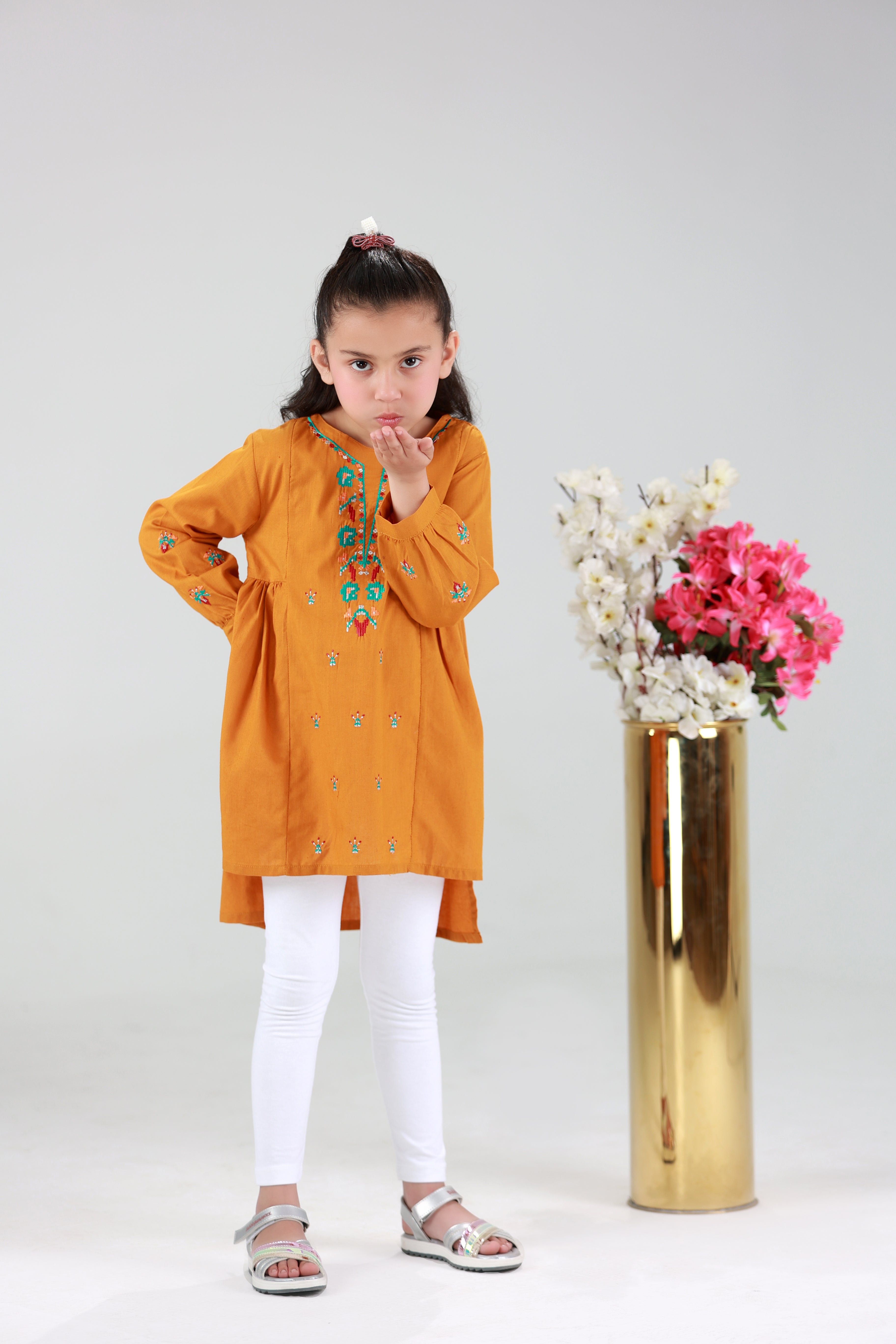 GIRL EMB KURTI (MUSTARD)