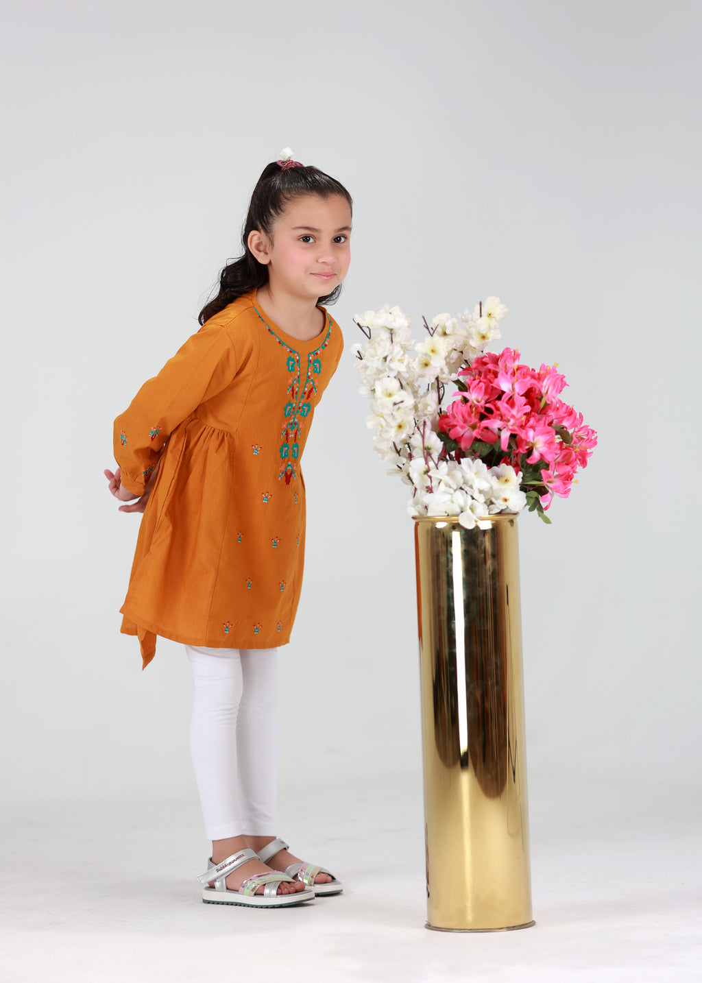 GIRL EMB KURTI (MUSTARD)
