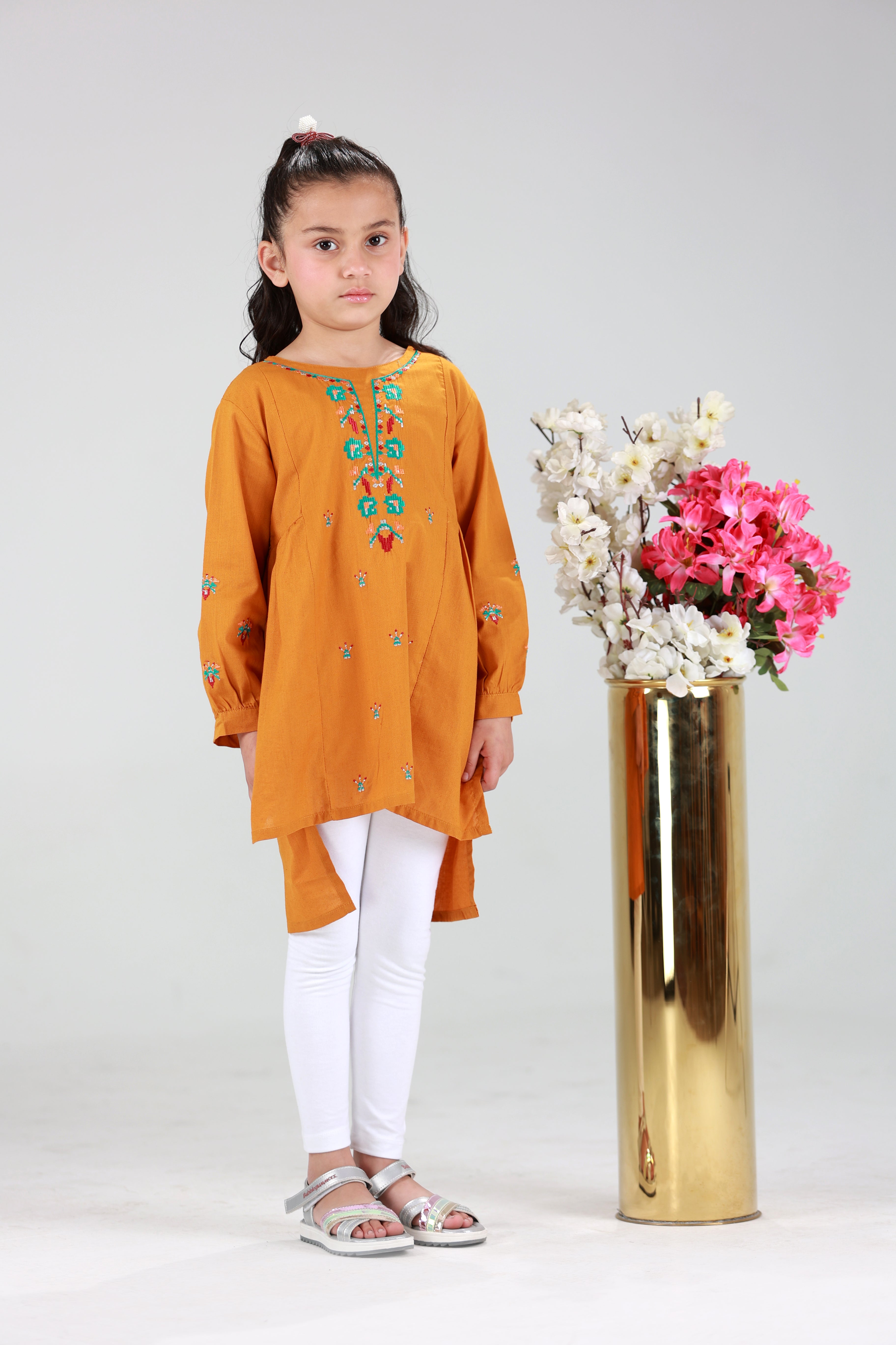 GIRL EMB KURTI (MUSTARD)
