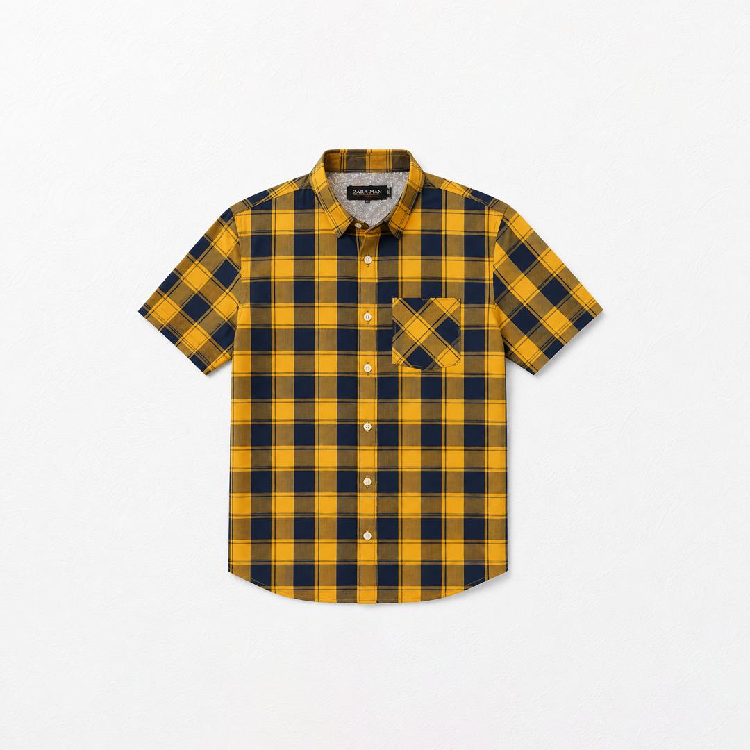 BOYS C-SHIRT CHECK MST/NVY