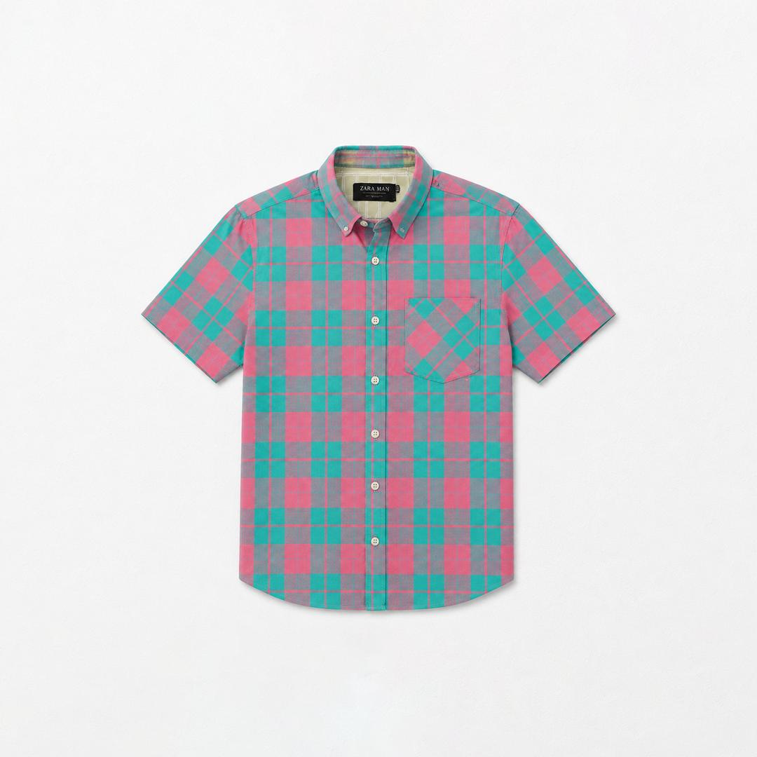 BOY C-SHIRT CHECK PNK/FRZ
